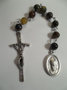 Pope John Paul II Chaplet with Tri-color Tiger's Eye Beads