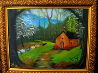 Country Church Original Oil Painting