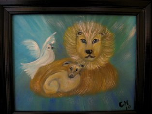 The Lion and the Lamb Original Oil Painting