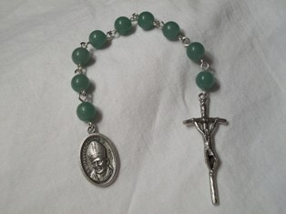Blessed Pope John Paul II Chaplet with Jade Beads & Papal Crucifix