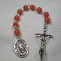 Blessed Pope John Paul II Chaplet with Peach-colored Buri Beads