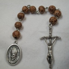 Blessed Pope John Paul II Chaplet with Light Palmwood Beads