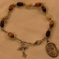 St. Jude Wood Bead Rosary Bracelet