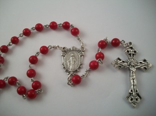 Red Laquer Bead Rosary
