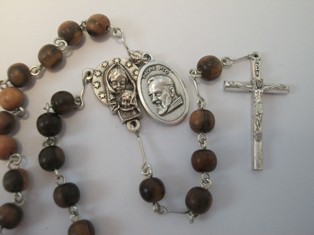 St. Padre Pio Tiger Ebony Rosary