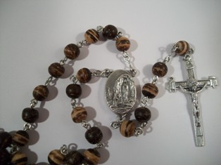 Coco Bead Rosary with Lourdes Water