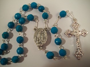Turquoise Bead Rosary with Lourdes Water