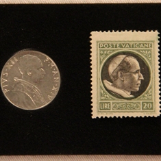 Pope Pius XII Coin & Stamp Set